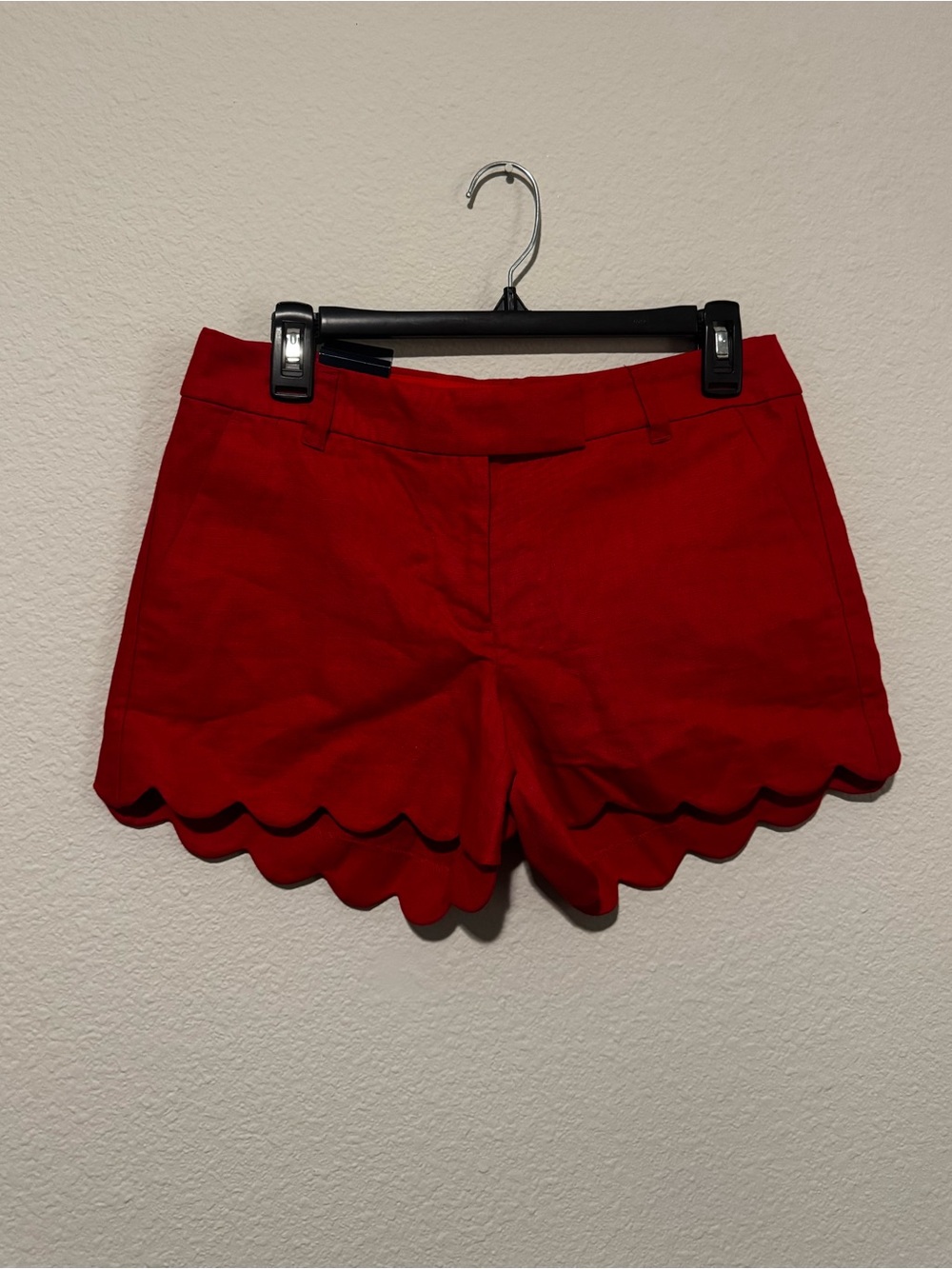 J. Crew linen blend scalloped hem shorts